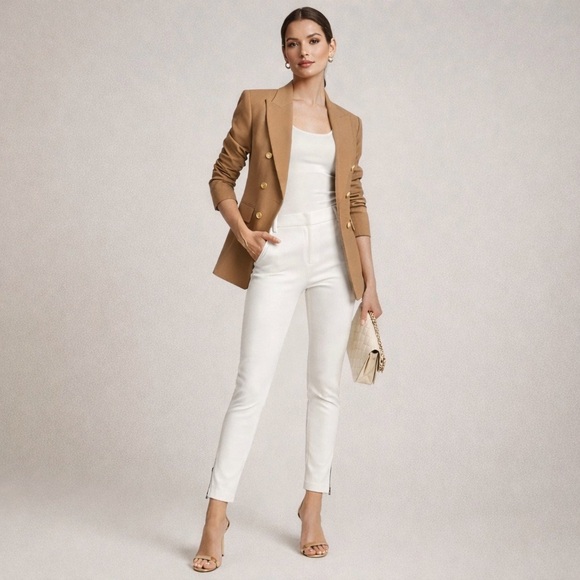 Veronica Beard Tailored White Ankle Zip Skinny Pants Size 2 - Picture 3 of 10